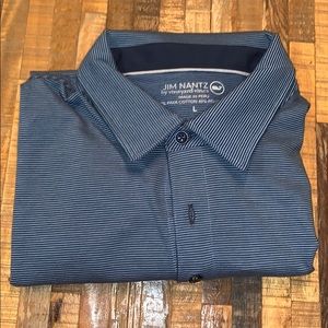 Navy & Light Blue Striped Short Sleeve Polo